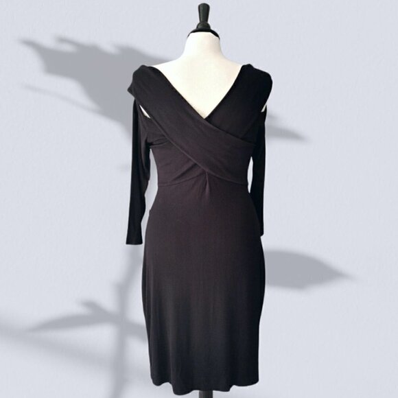 NWT L'Agence Black Fantina Dress Rib Knit Off The Shoulder in Size L